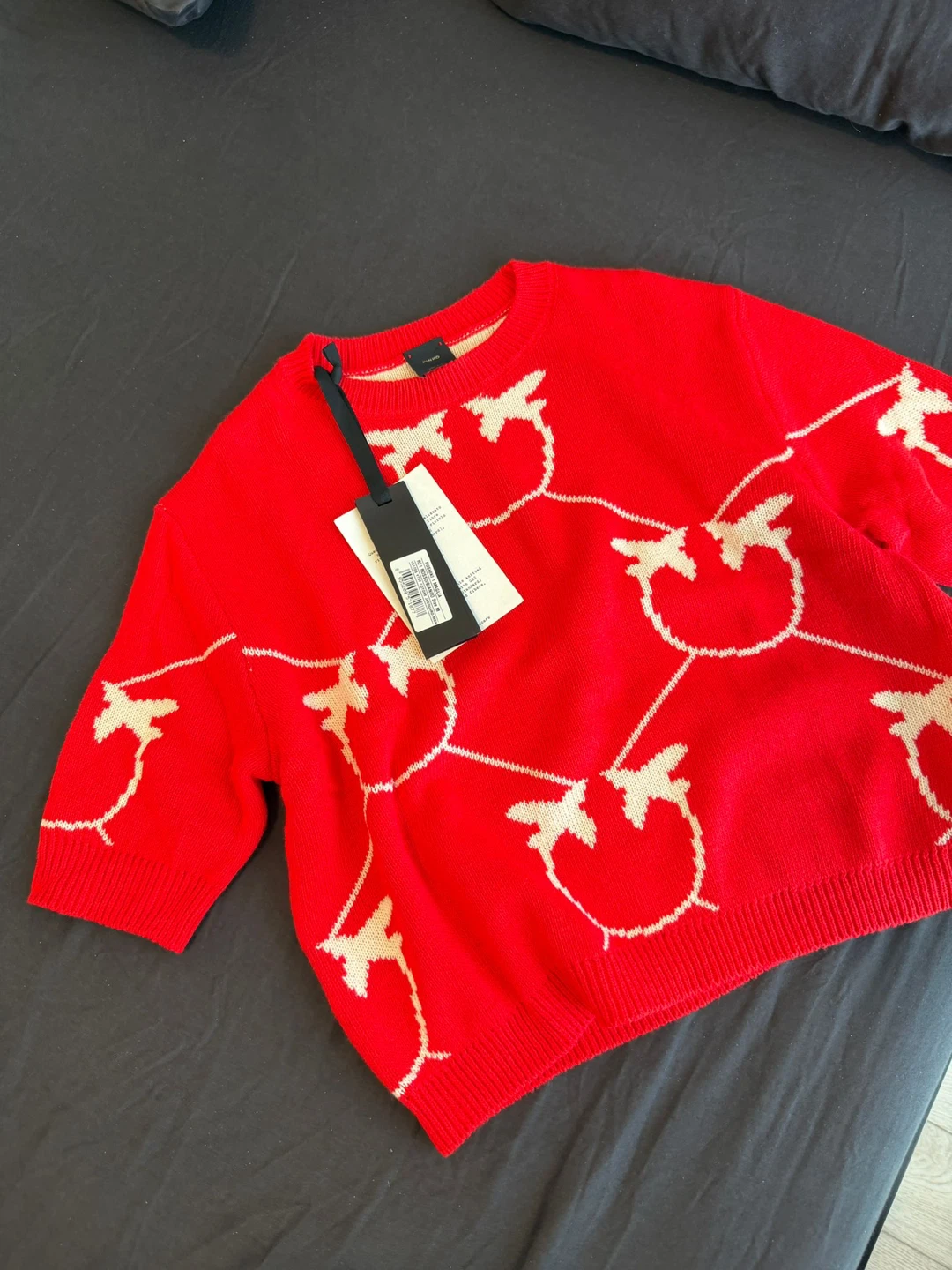 Pinko Red Knit Sweater with White Pattern - Size M - photo 3