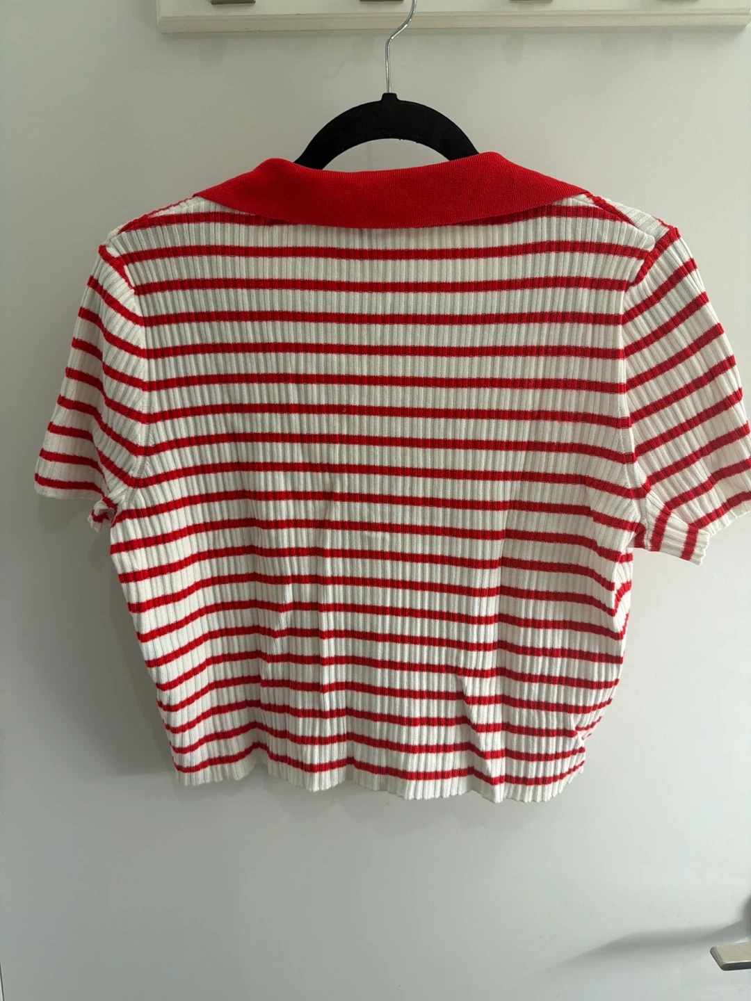 H&M Striped Collared Crop Top - Red/White - Size L - photo 3