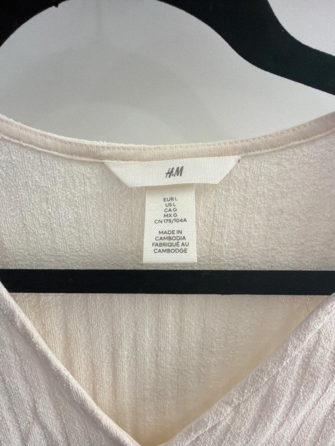 H&M Ribbed V-Neck Top - Cream - photo 2