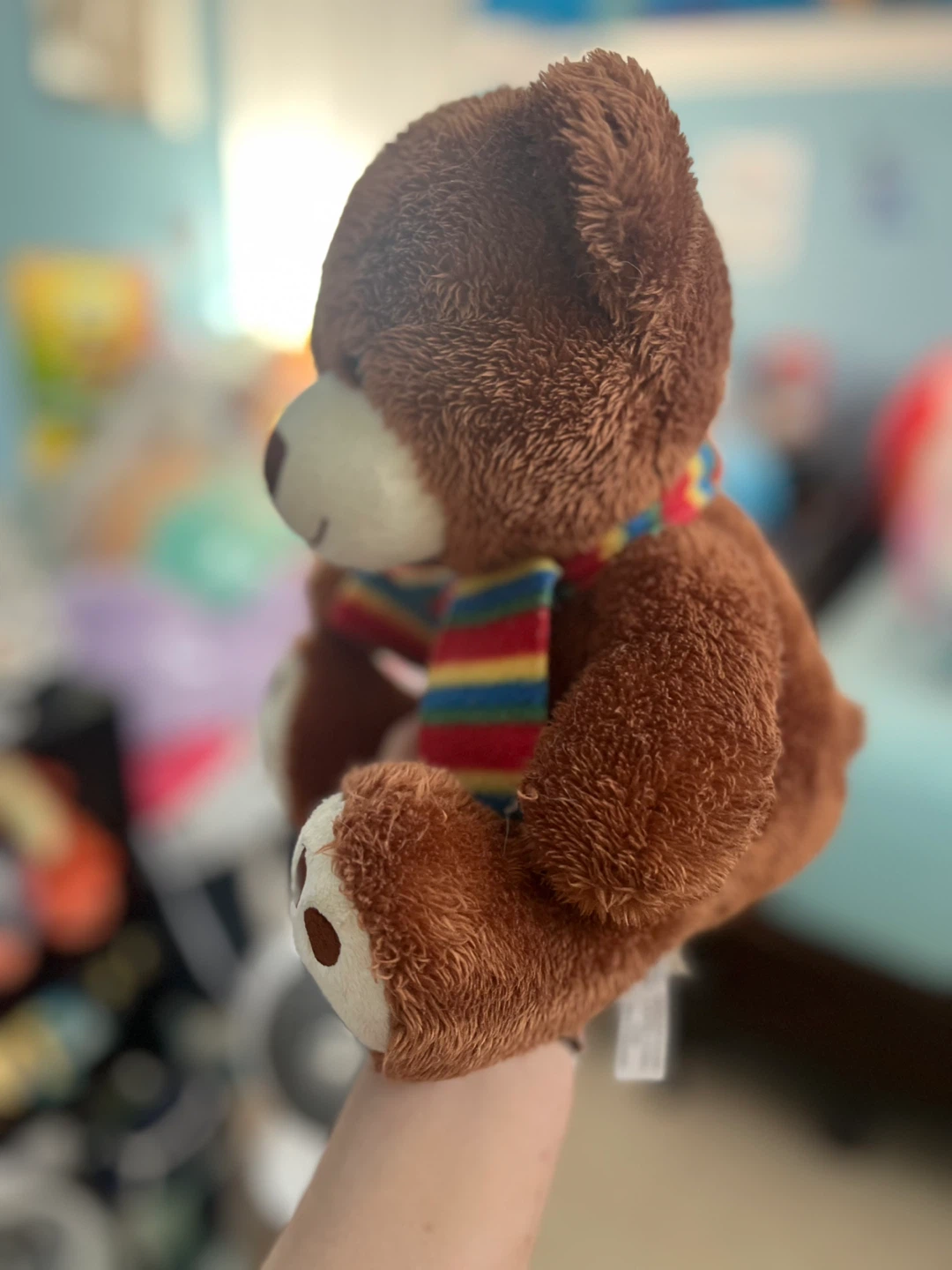 Brown Teddy Bear with Striped Scarf - photo 2
