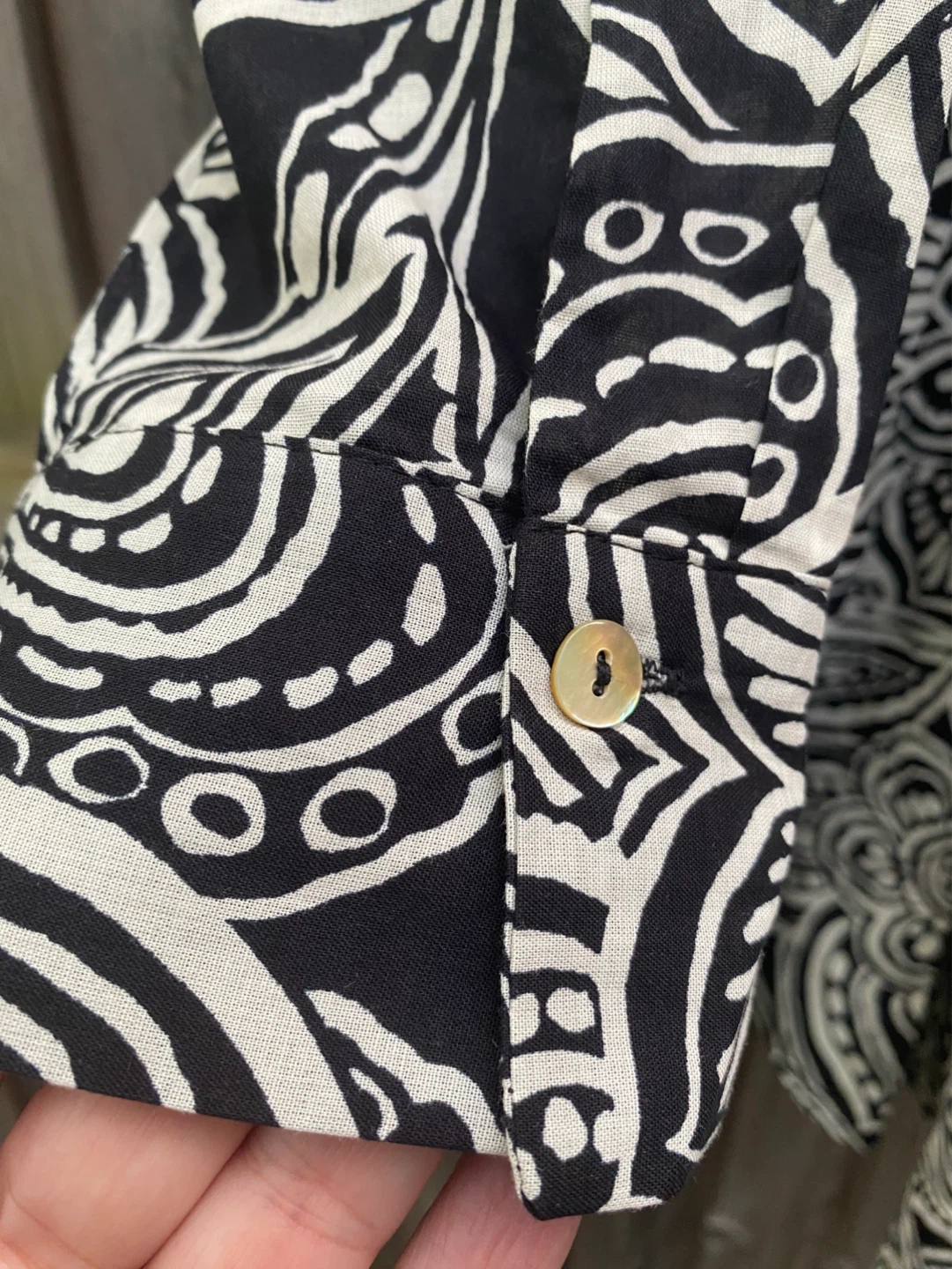 Zara Black and Ecru Paisley Print Belted Skater Shirt Dress, L/M - photo 5