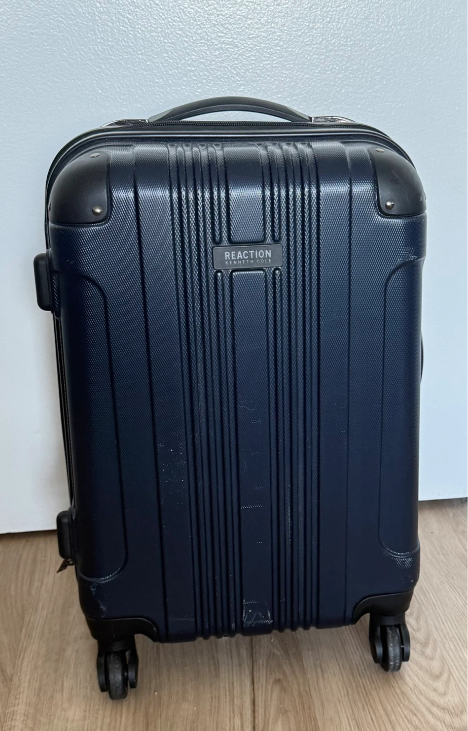 Reaction Kenneth Cole Navy Blue Hardside Carry-On Suitcase