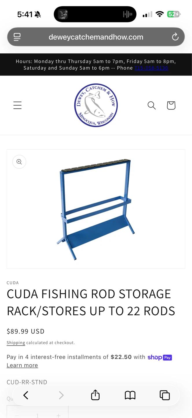 Cuda Fishing Rod Storage Rack - Blue