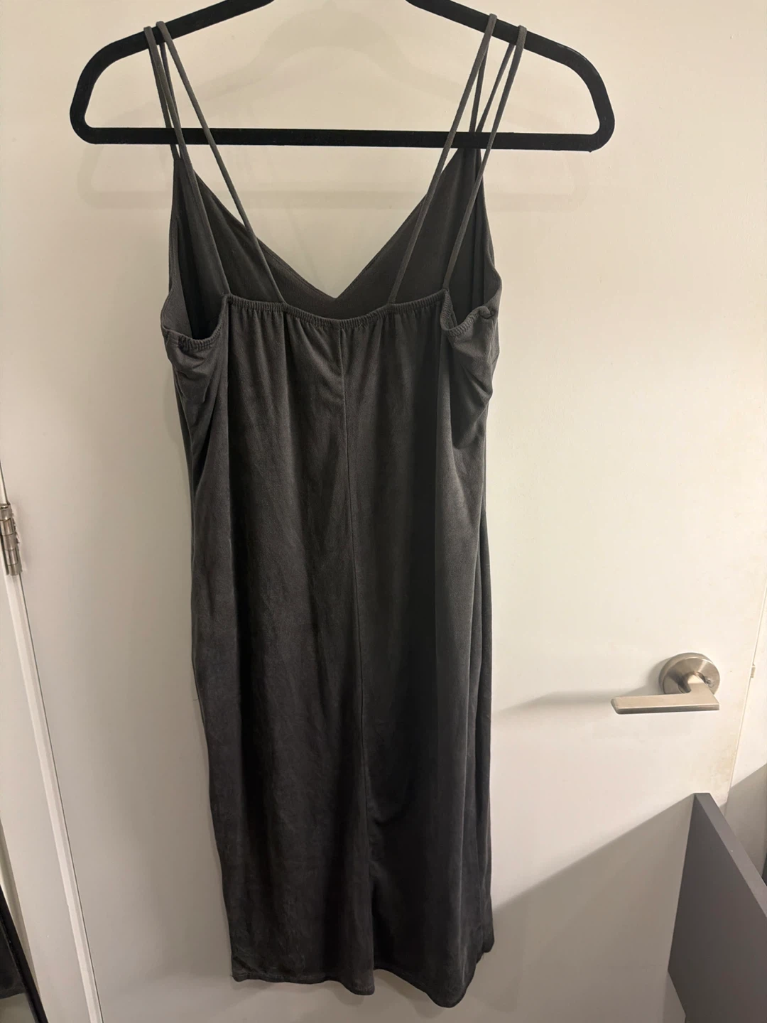 Faux Suede Grey Spaghetti Strap Dress sz L - photo 3