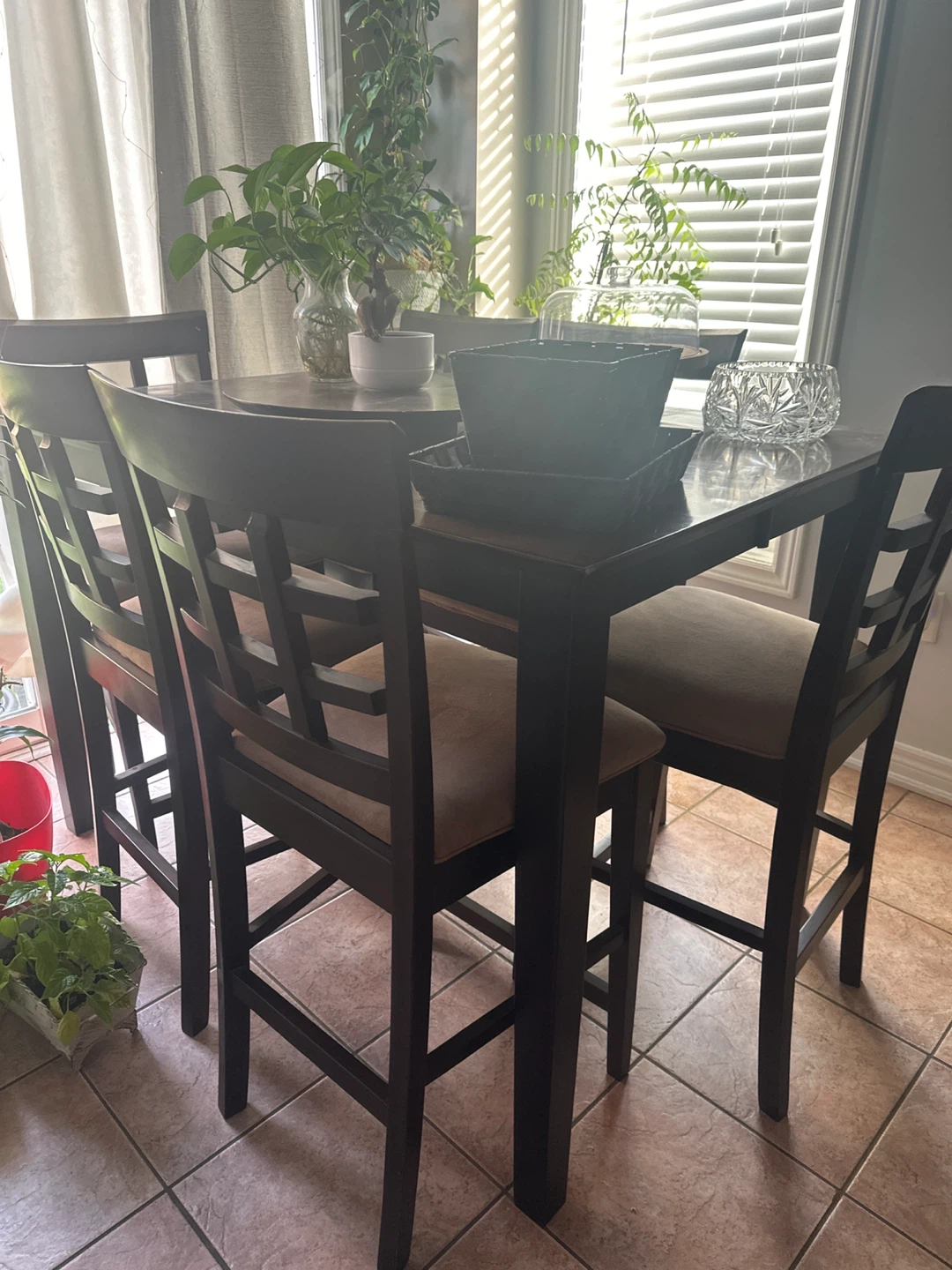 Dark Brown Counter Height Dining Set