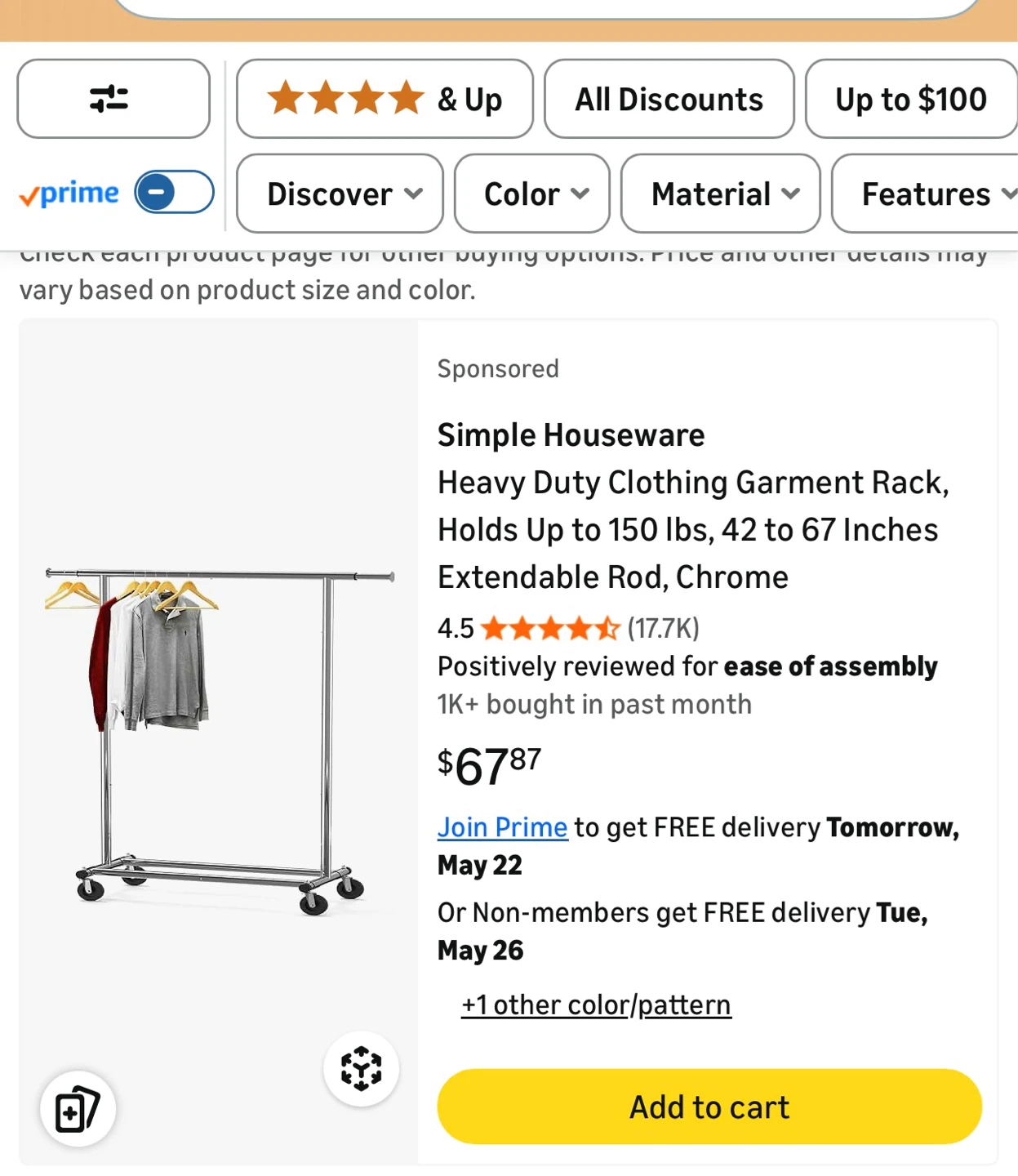 Simple Houseware Heavy Duty Clothing Garment Rack