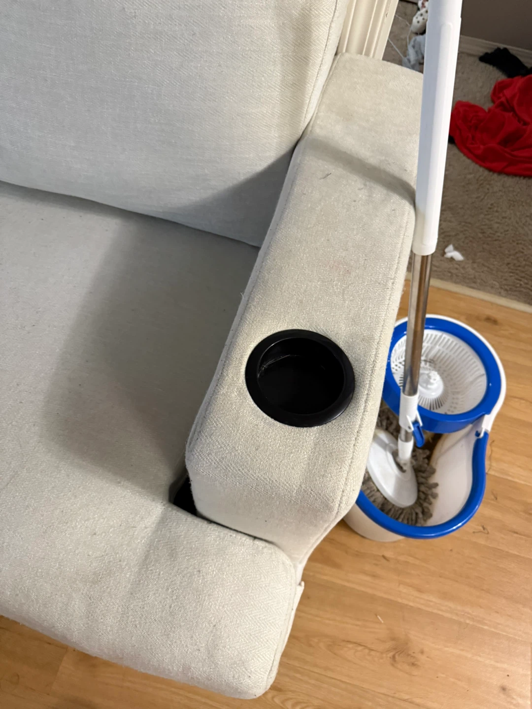White 3-Seater Sofa with Cup Holders and USB Ports - photo 2