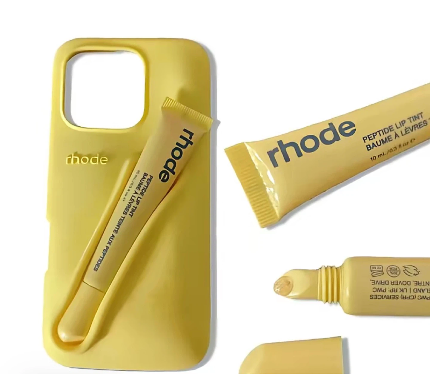 Rhode Peptide Lip Tint in a Yellow Phone Case