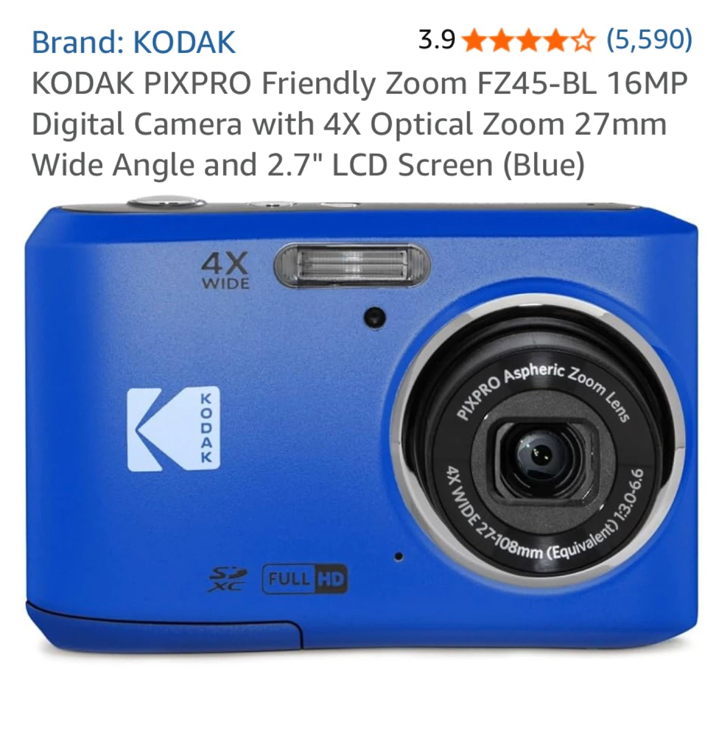 Kodak PIXPRO FZ45 Digital Camera - Blue - photo 2