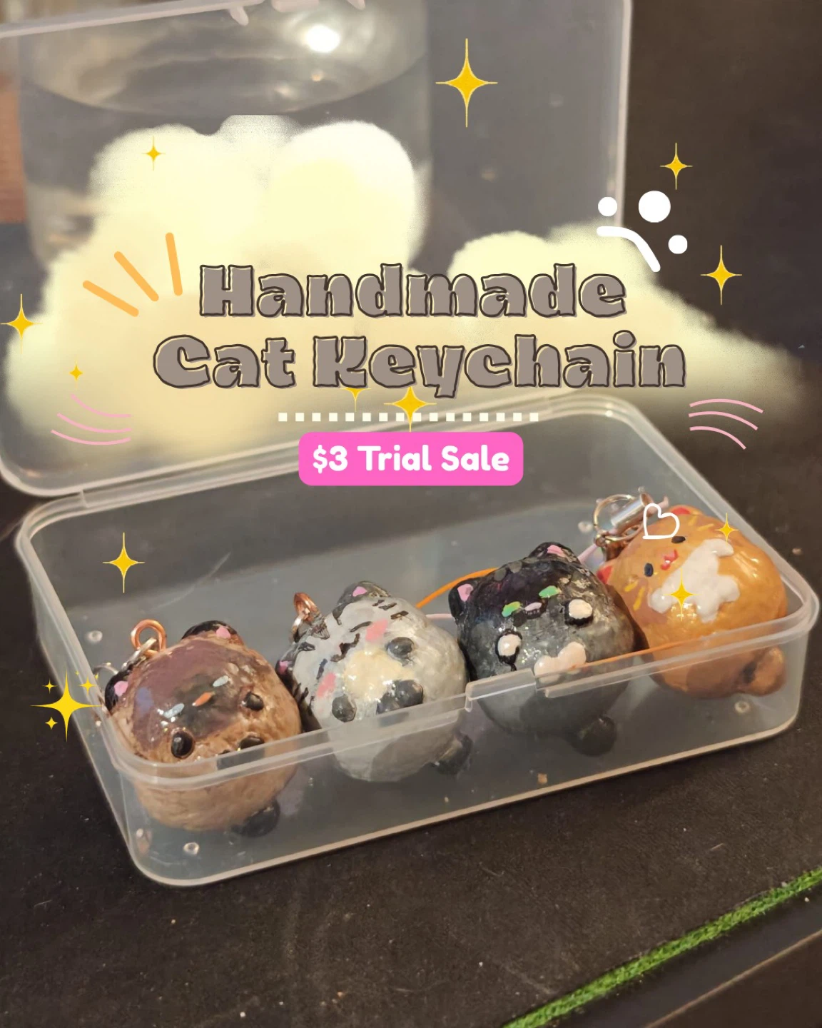 Handmade Cat Keychain Charms