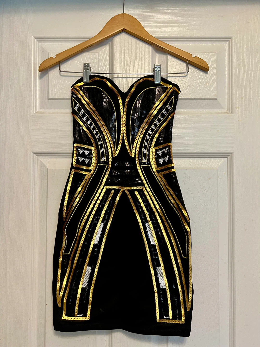 H&M Black Strapless Sequin Dress - Size XS