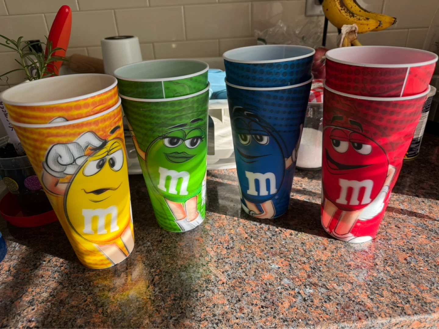 Set of 8 M&M Themed Plastic Cups