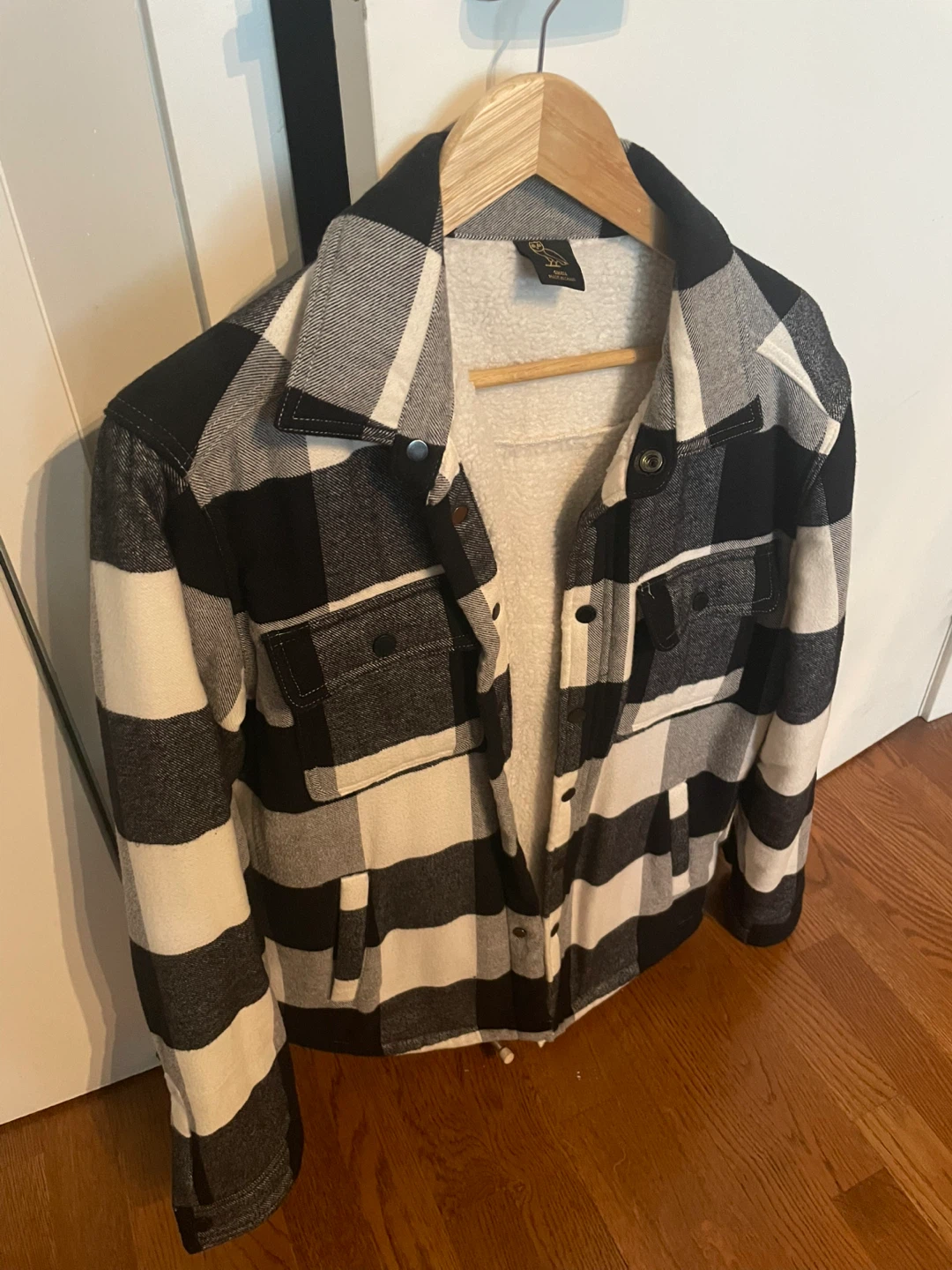OVO Sherpa Lined Flannel Jacket Snow colourway