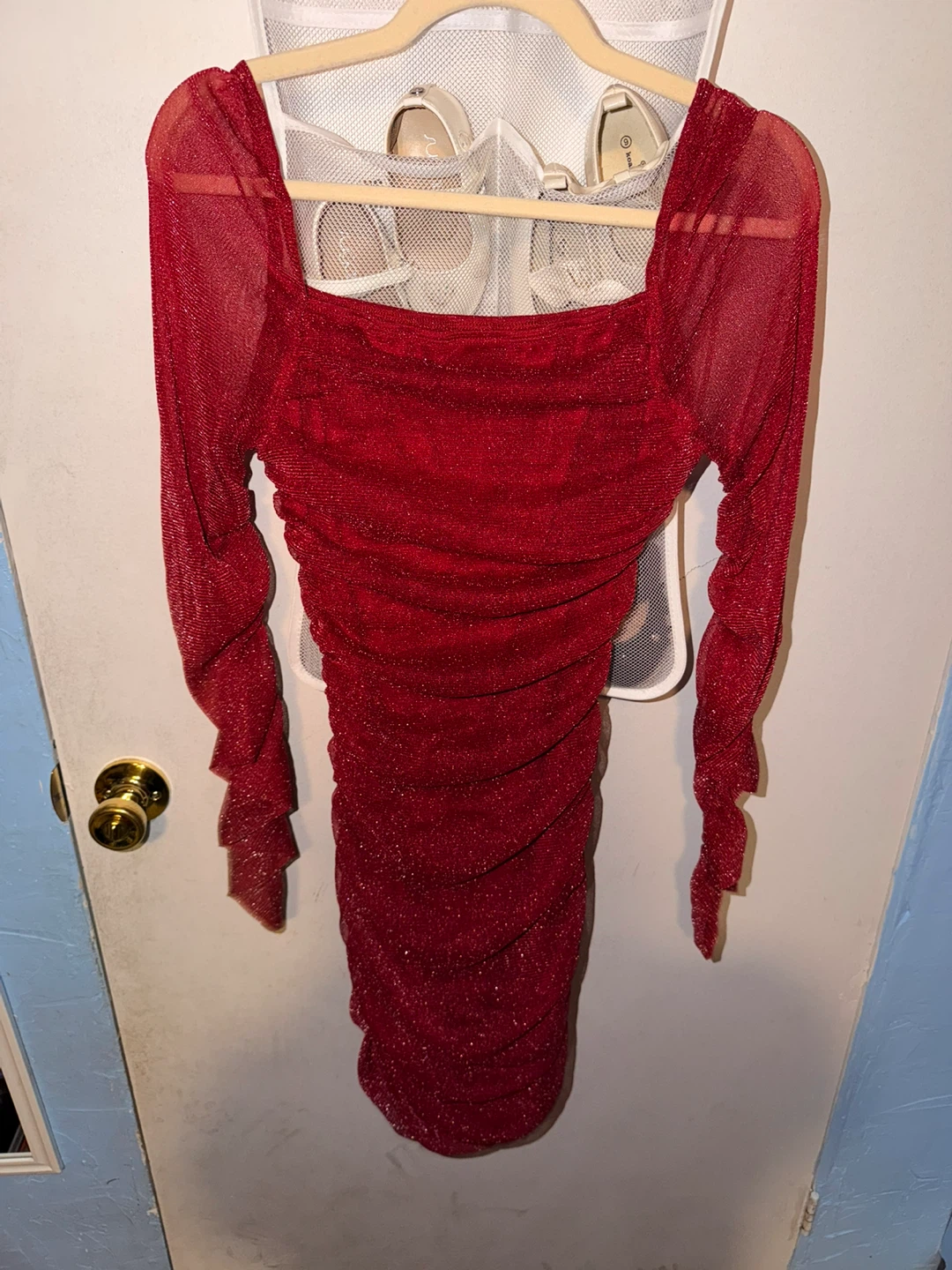 Sparkly Red Ruched Mini Dress - photo 2