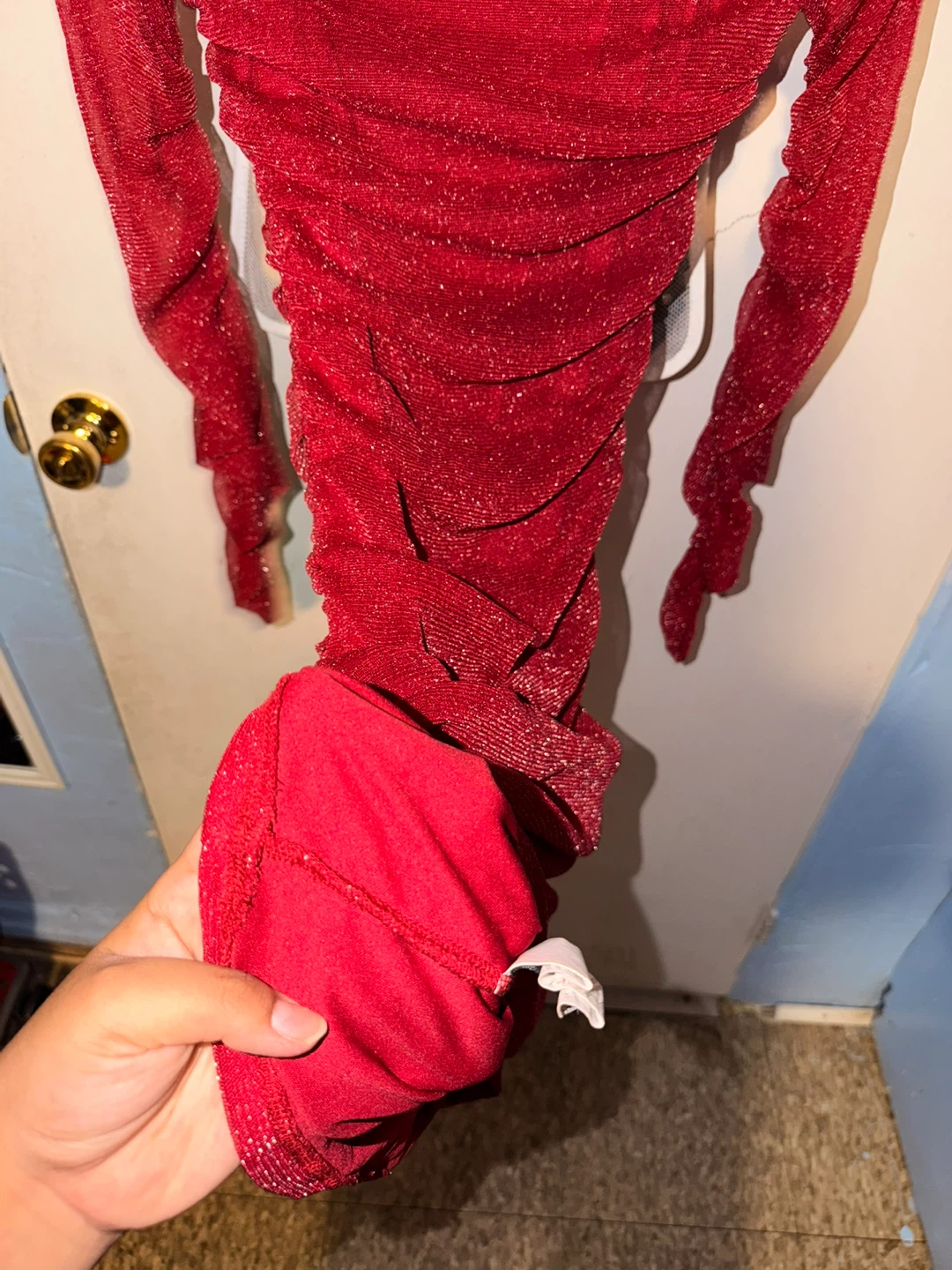 Sparkly Red Ruched Mini Dress - photo 4