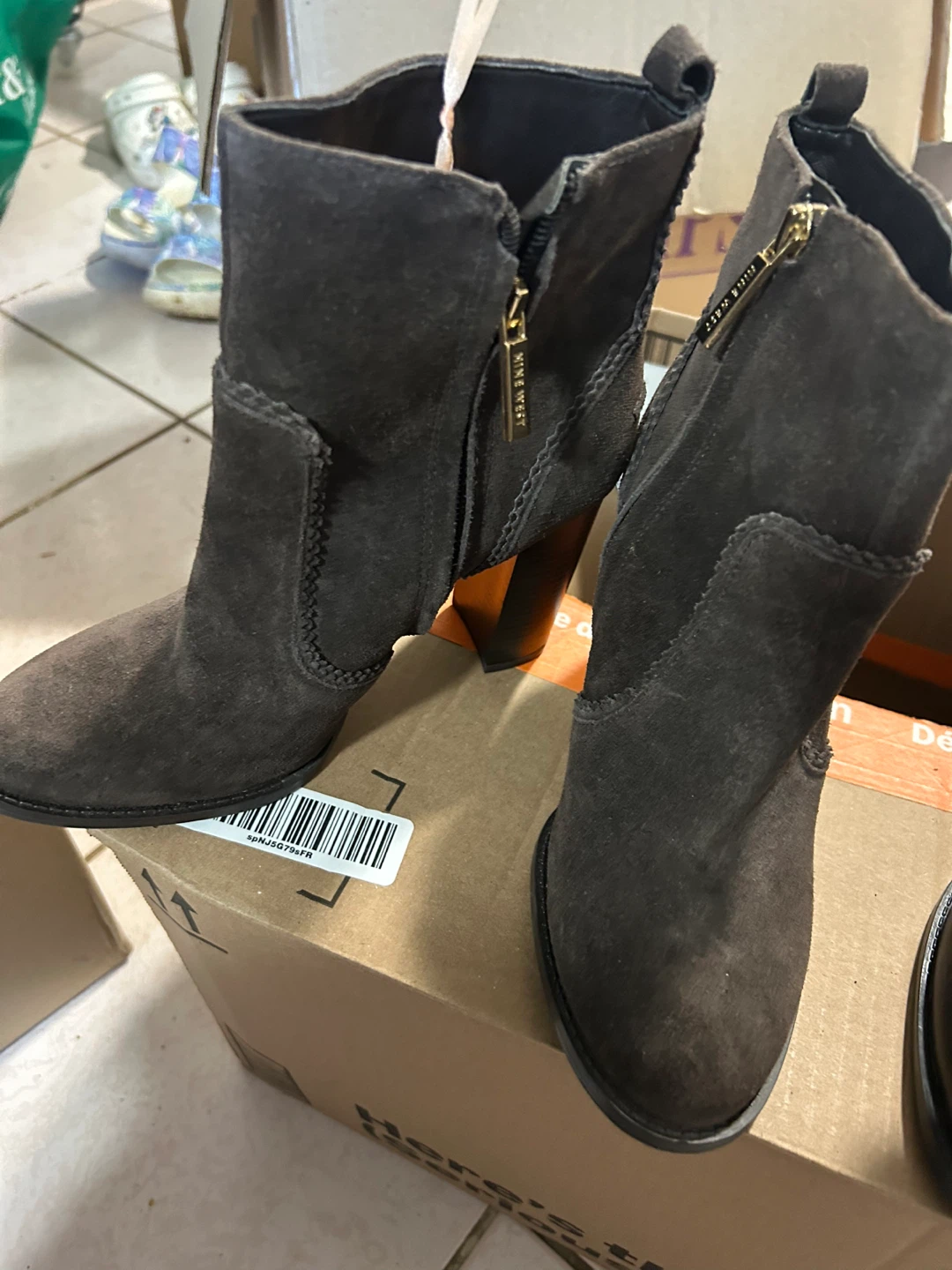 Nine West Ankle Boots - Dark Brown Suede - photo 4