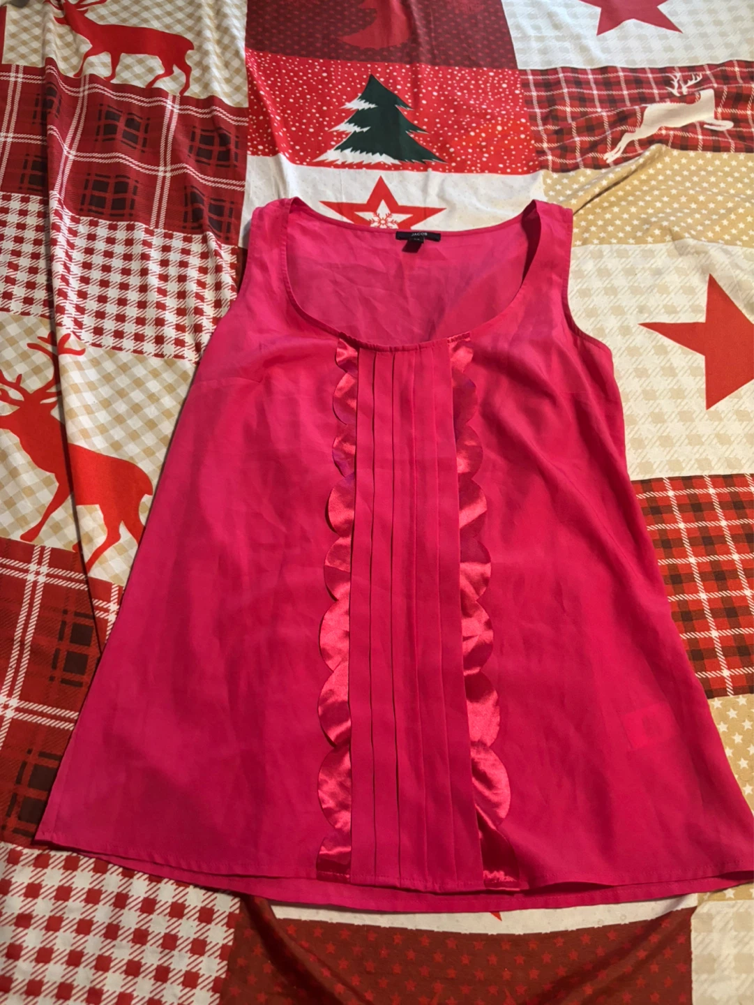 Jacob Pink Sleeveless Top with Pleated Front - Size S/P