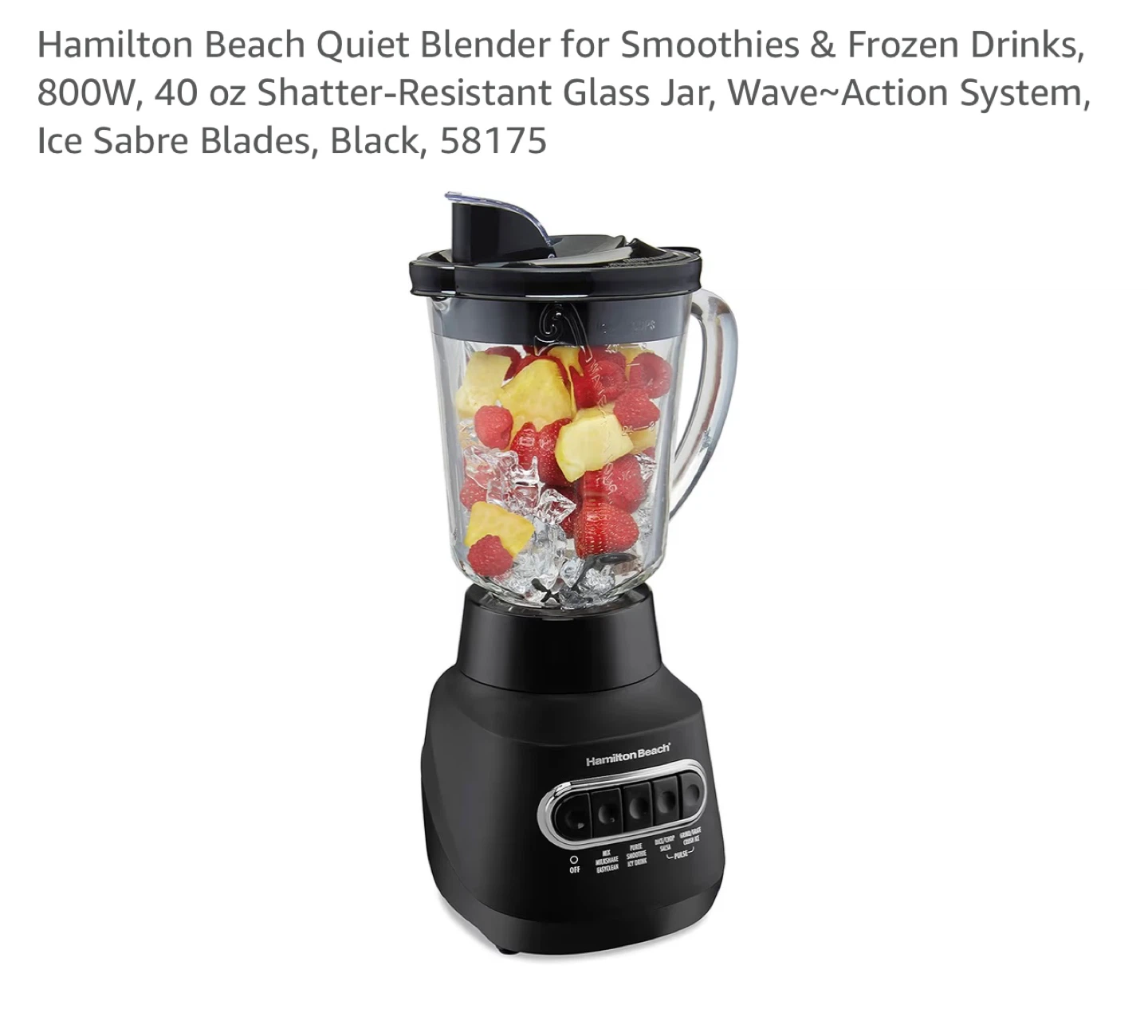 Hamilton Beach Quiet Blender 800W 40 oz Black - photo 3