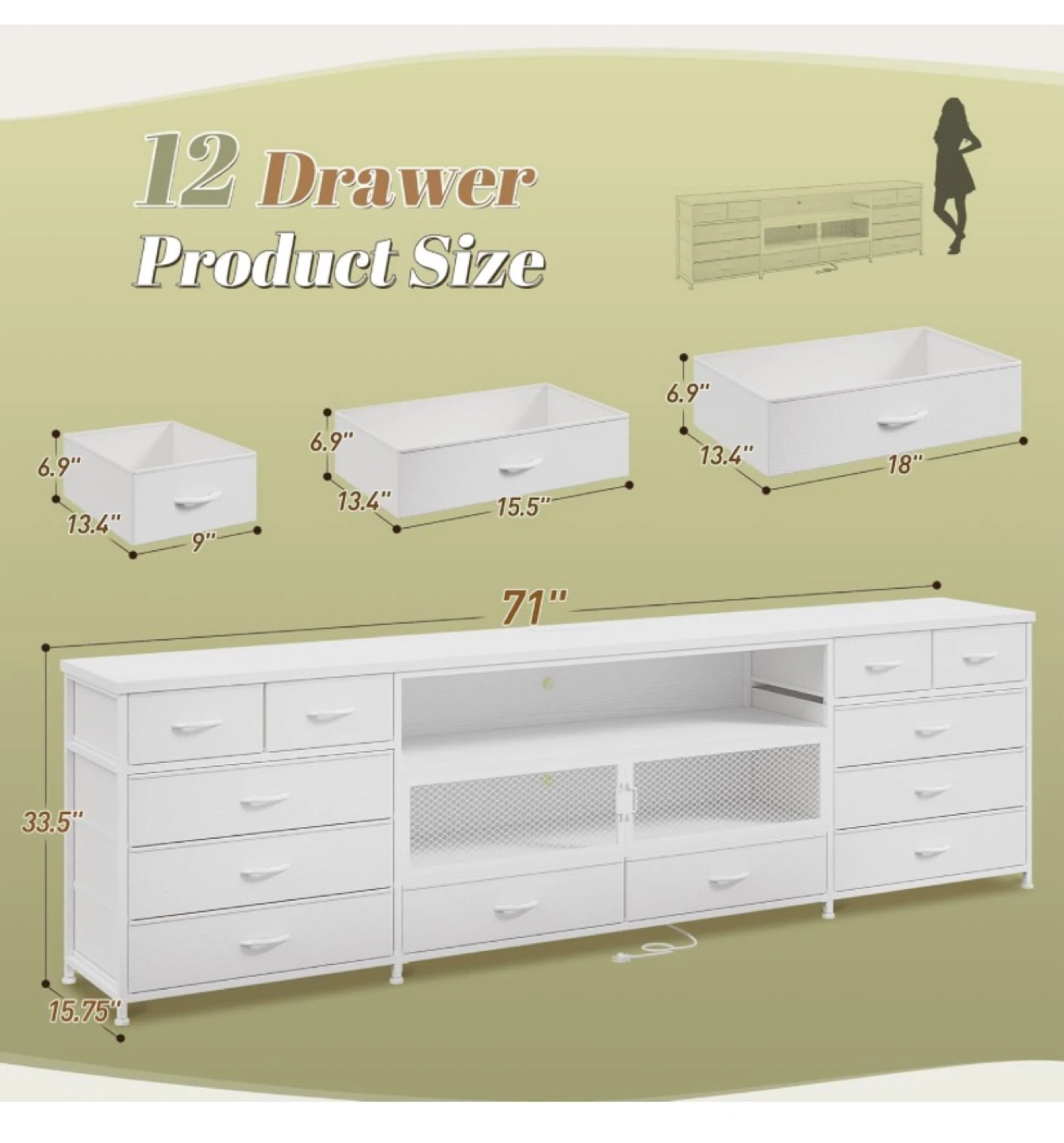 EnHomee 71" White TV Stand - photo 2