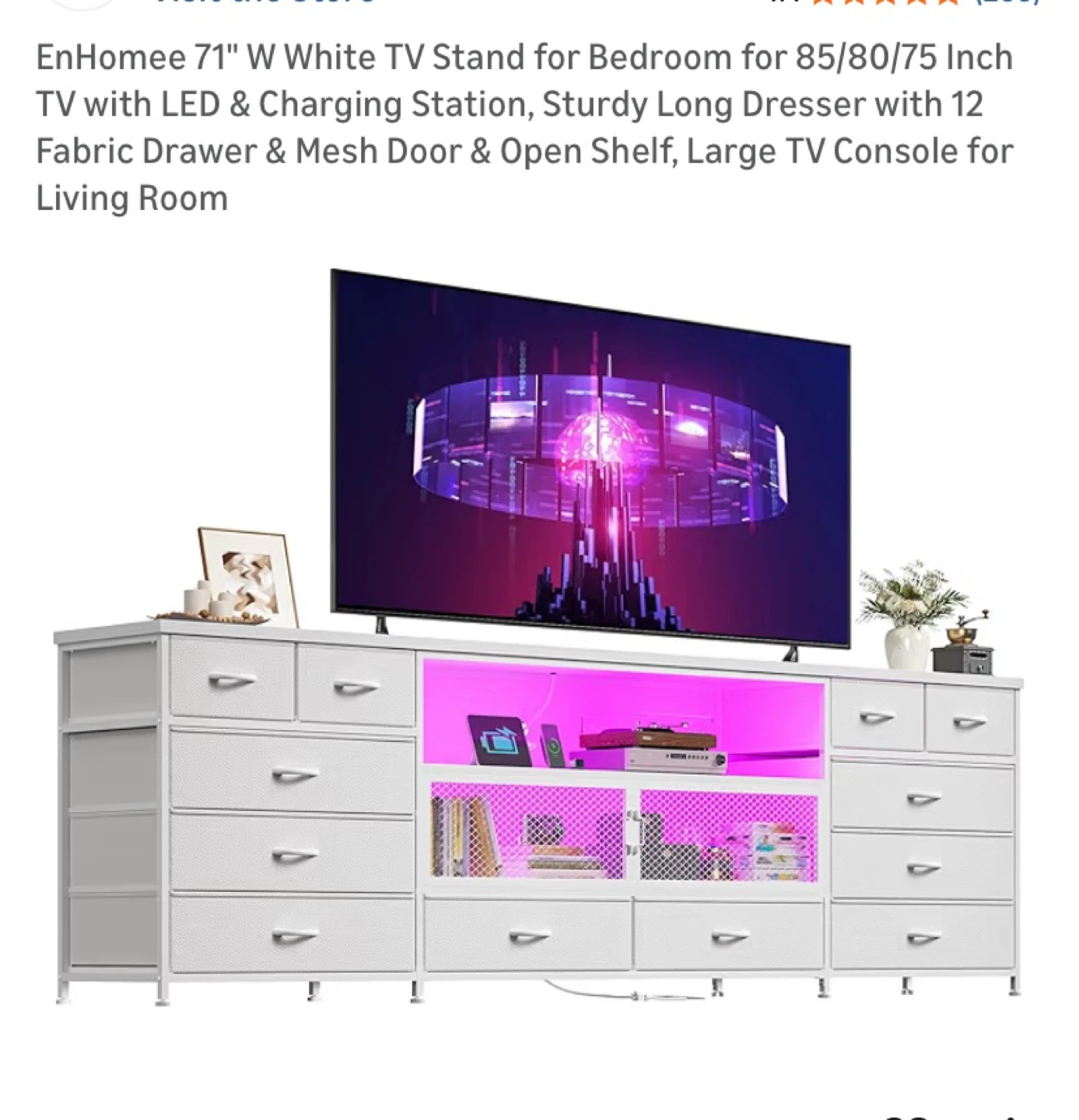 EnHomee 71" White TV Stand