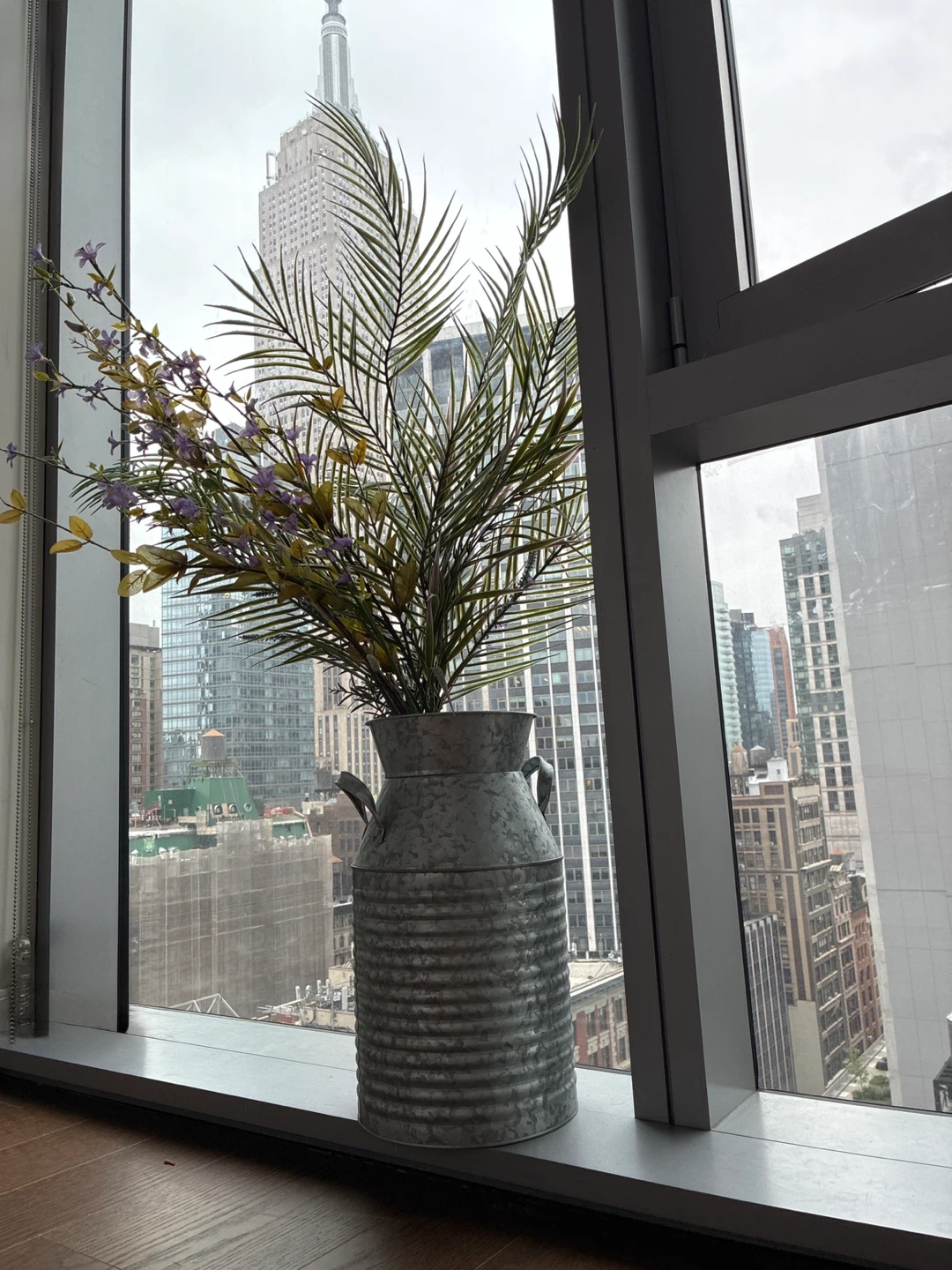 Galvanized Metal Farmhouse Milk Can Vase Free Faux Flowers