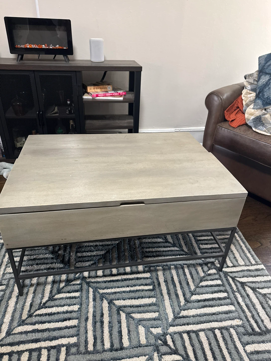 Lift-Top Coffee Table - Grey Wood