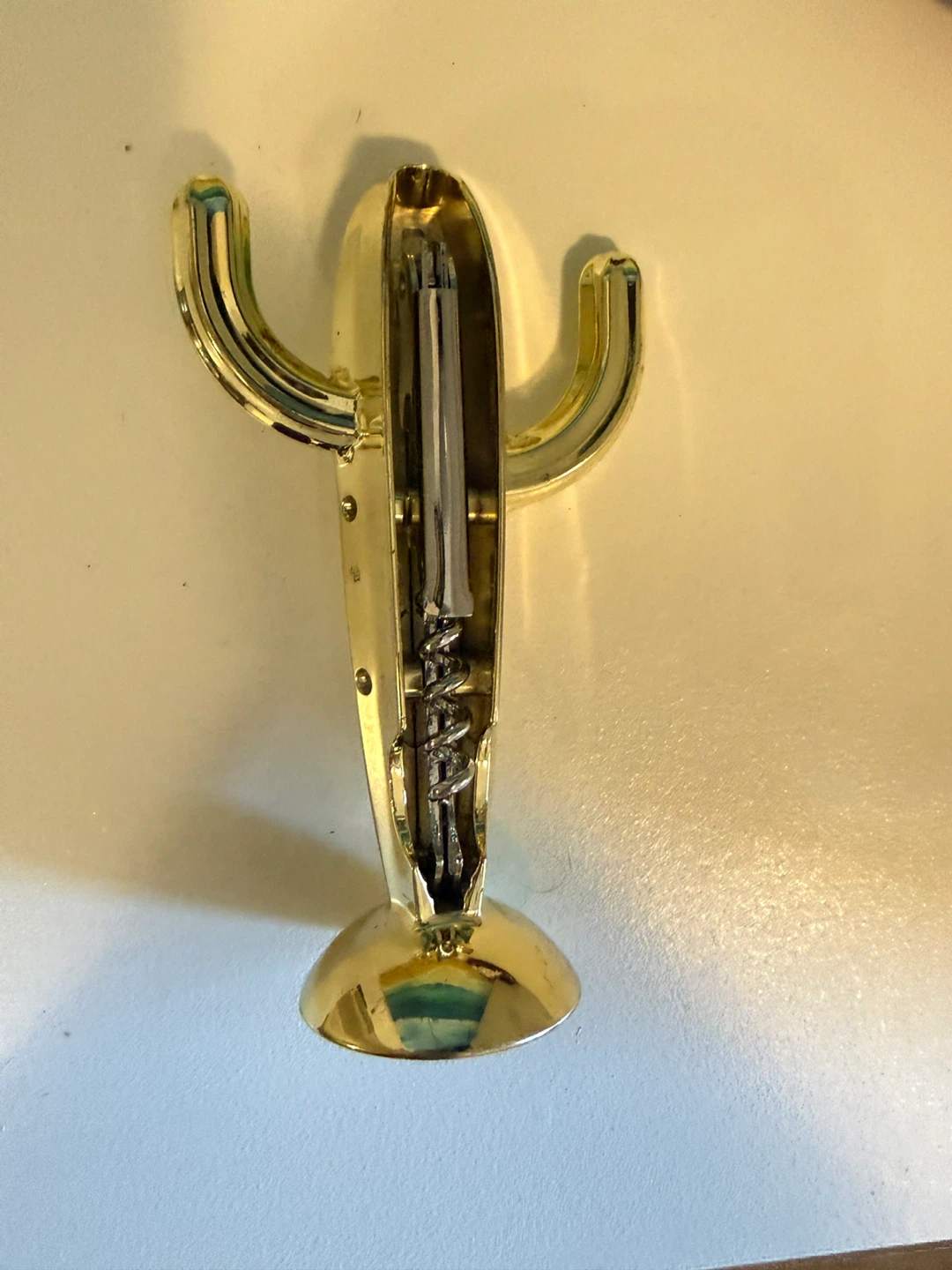 Cactus-Shaped Corkscrew & Bottle Opener — Gold/Brass Finish - photo 3