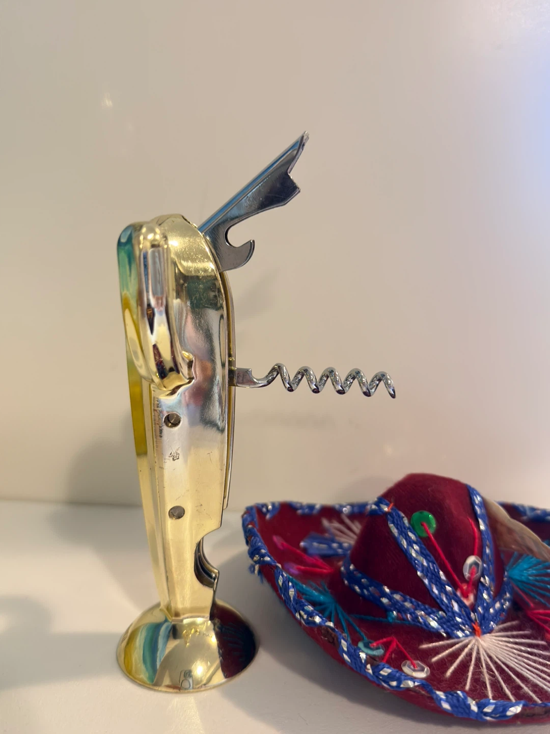 Cactus-Shaped Corkscrew & Bottle Opener — Gold/Brass Finish - photo 4