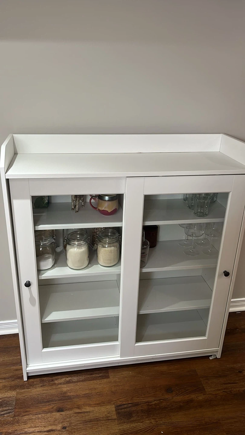 White Glass Door Cabinet