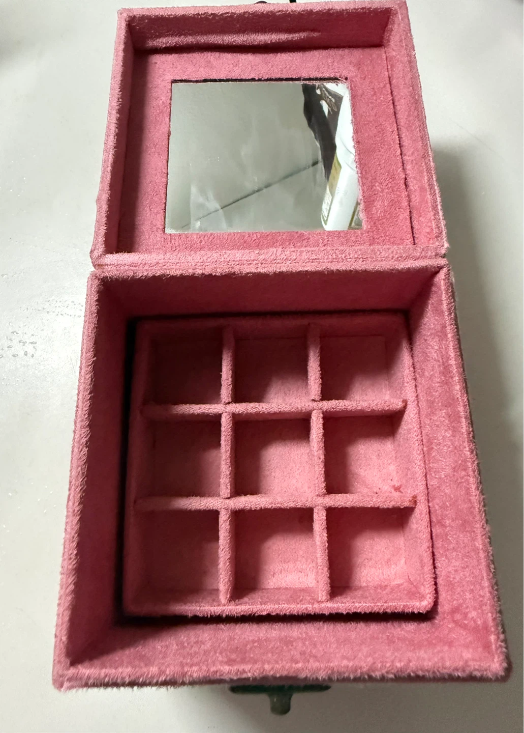 Pink Suede Jewelry Box with mirror 🪞 & handle - photo 3
