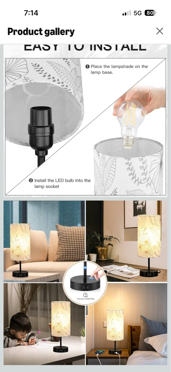 Dimmable Table Lamp with USB Charging Ports - photo 4