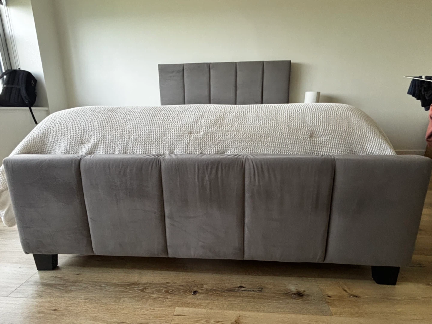 Grey Upholstered Queen Bed Frame - photo 2
