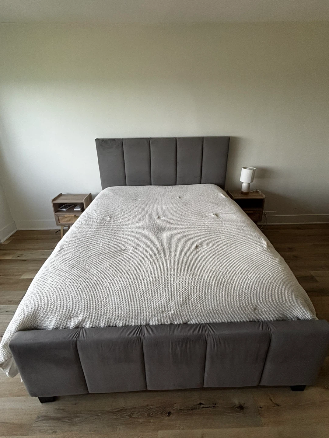 Grey Upholstered Queen Bed Frame