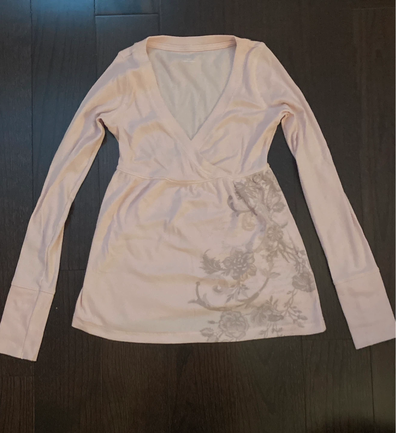 Easy Long-Sleeve Floral Pattern Babydoll Top