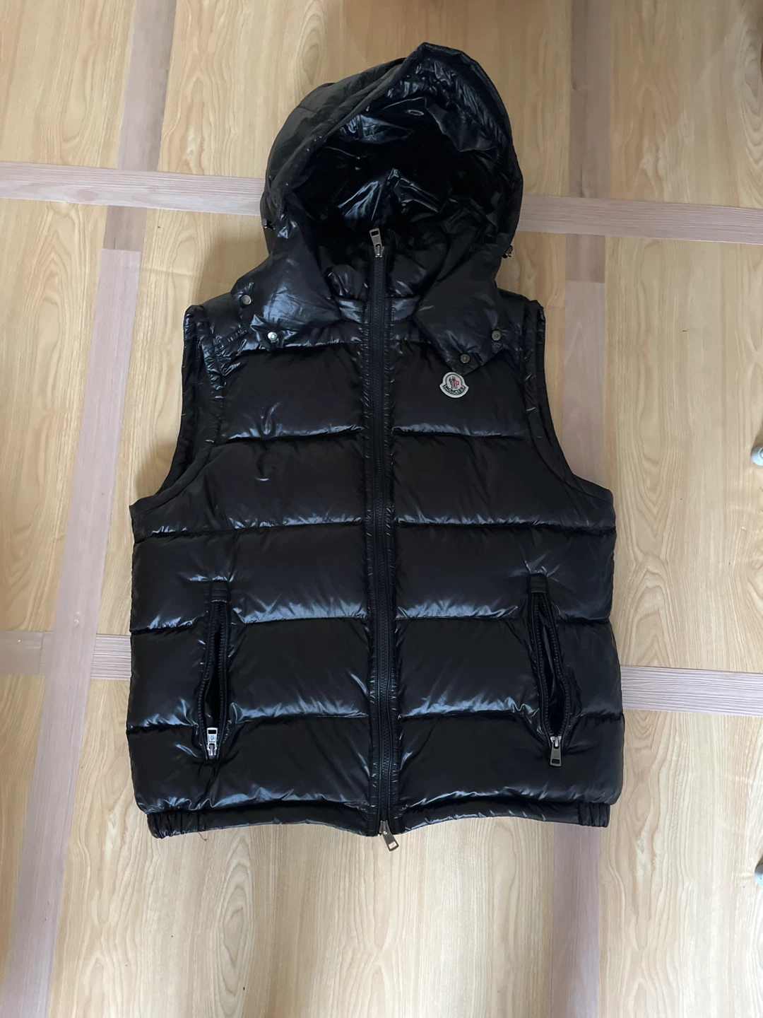 Moncler Black Down Puffer Vest with Hood