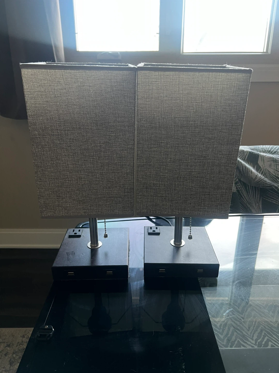 2 Table Lamps - Pull Chain USB Plug