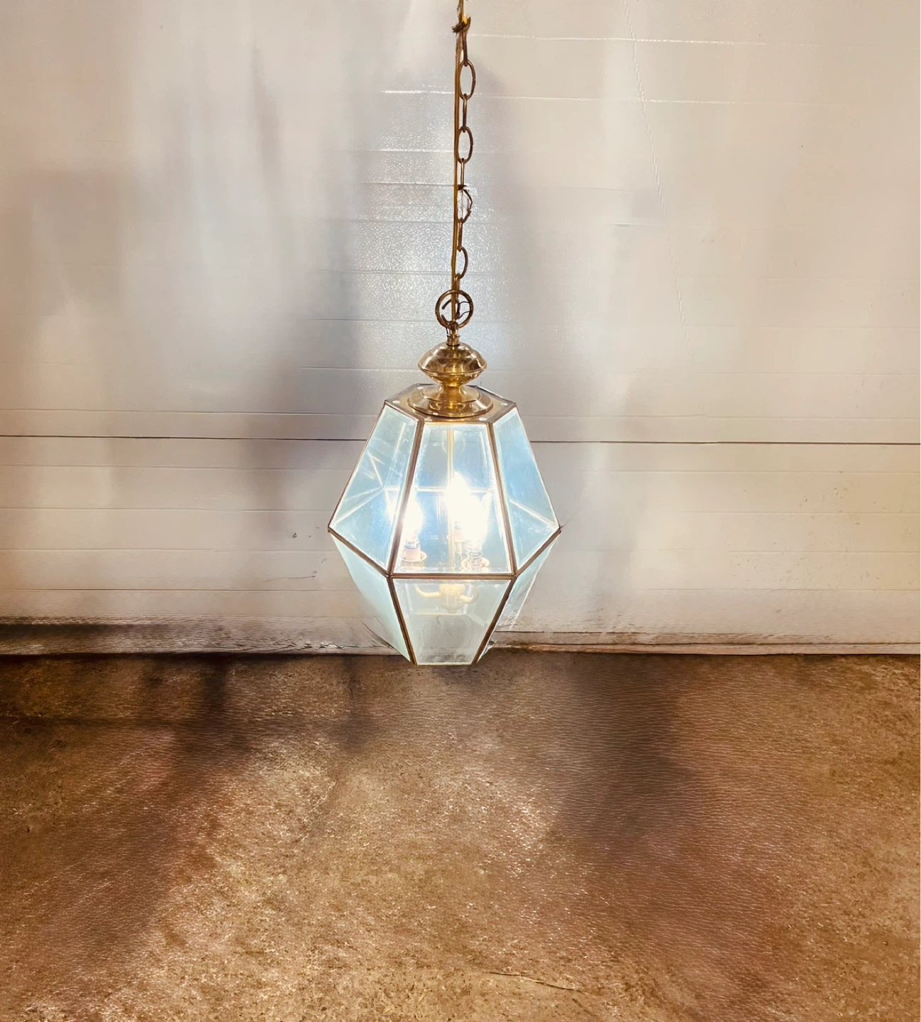 Hanging Pendant Light Fixture - Brass & Glass
