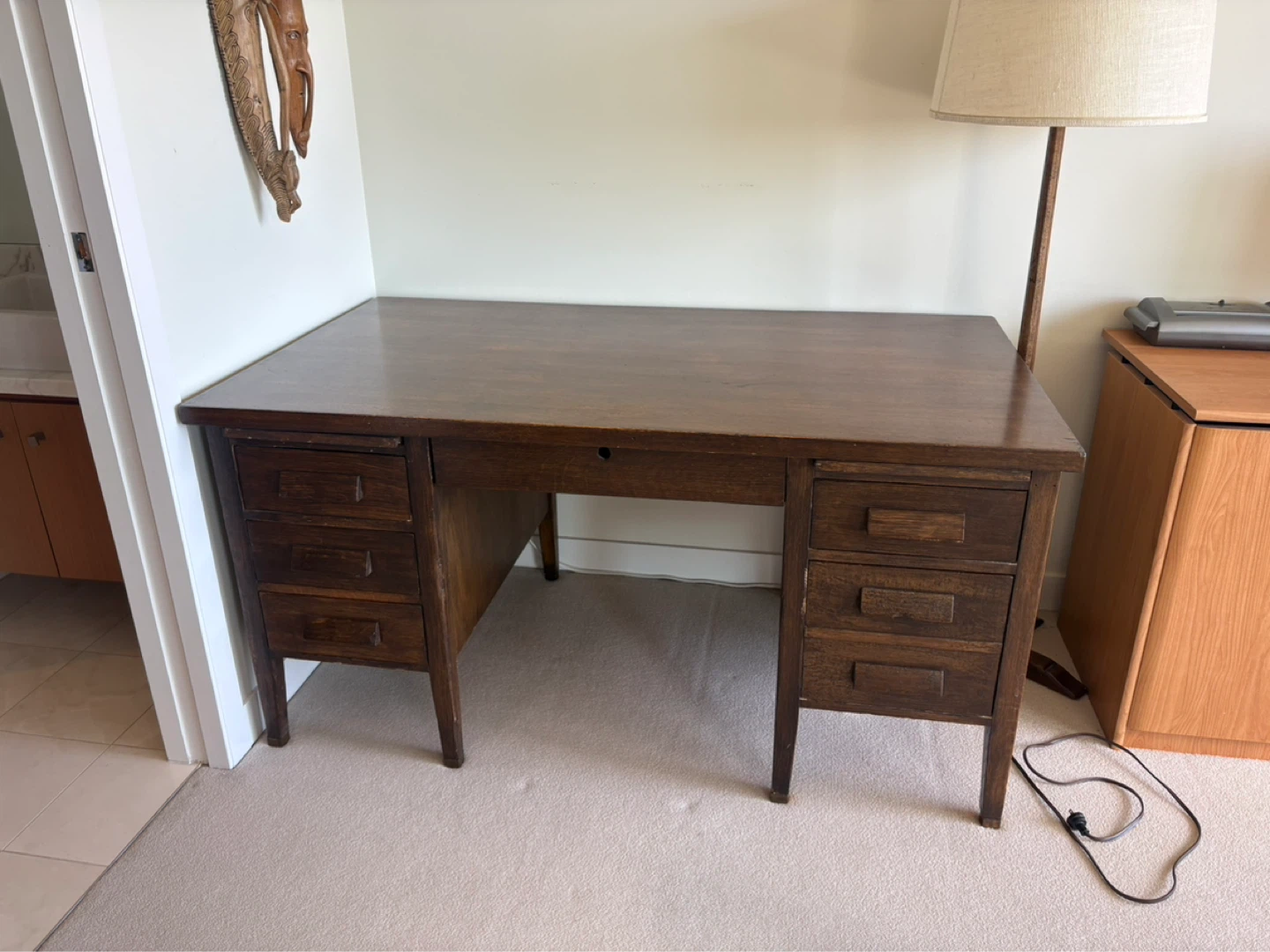 Wooden Desk with Drawers