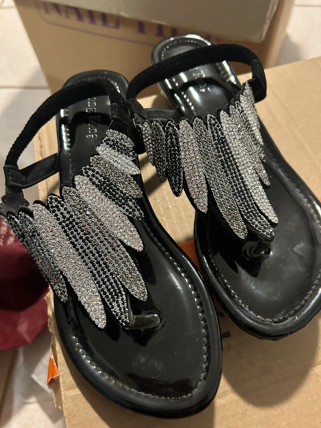 Black Sparkly Thong Sandals - Size 36 - photo 2