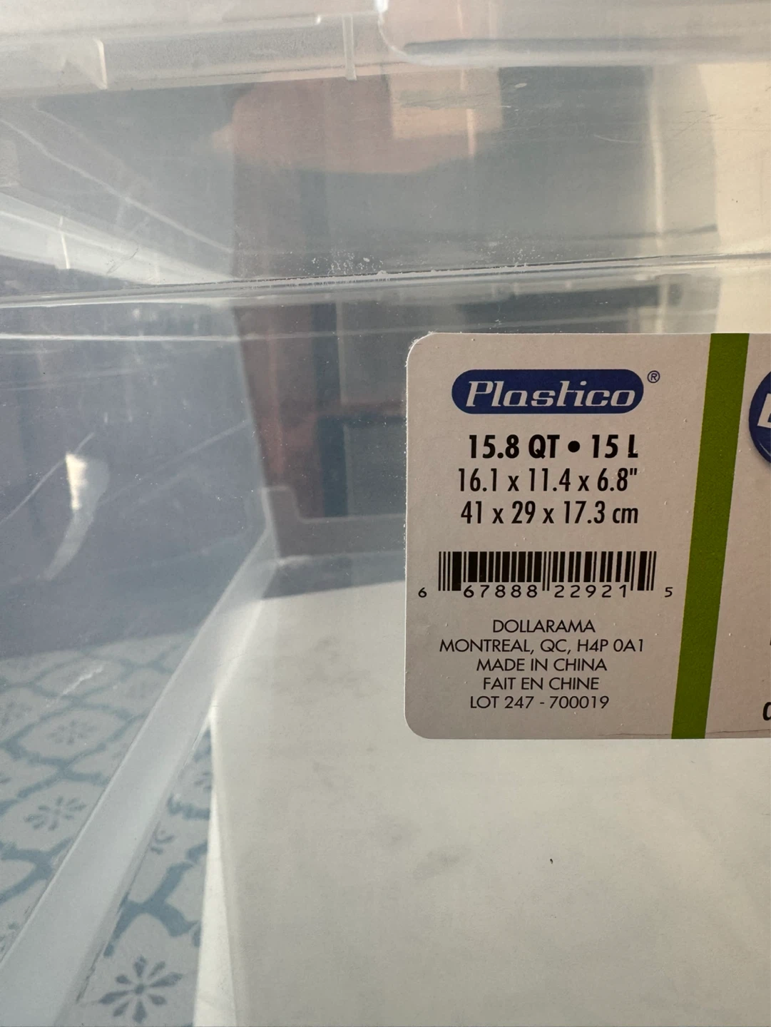 2x Plastico 15.8 QT Storage Bins Clear Plastic - photo 2