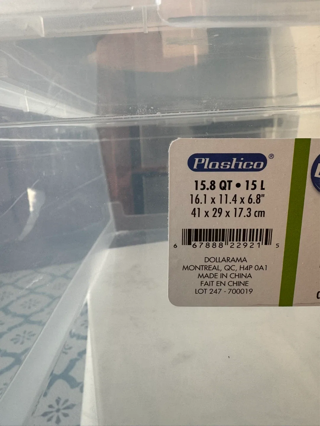 2x Plastico 15.8 QT Storage Bins Clear Plastic - photo 2