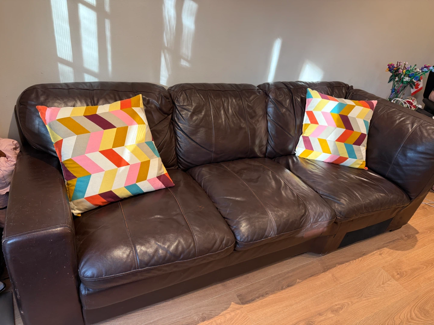 Brown Leather Sofa - photo 3