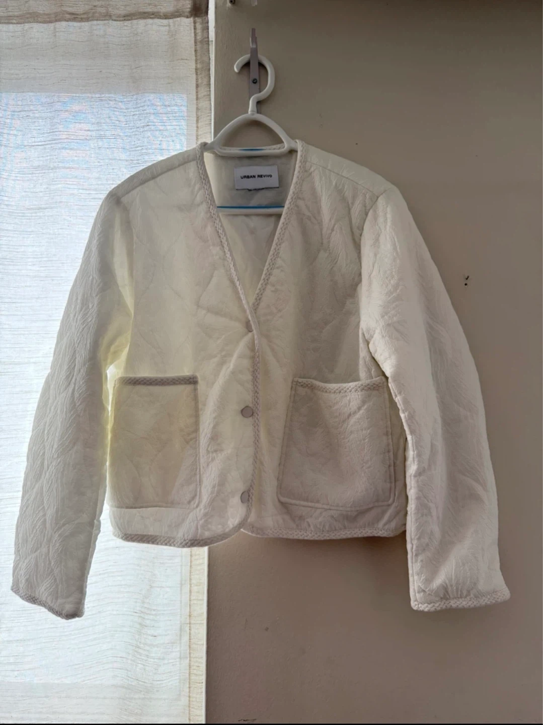 Women's White/Cream Quilted Spring Jacket L/XL