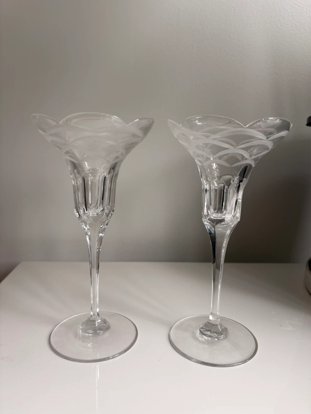 Vintage Crystal Glass Candlestick Holders
