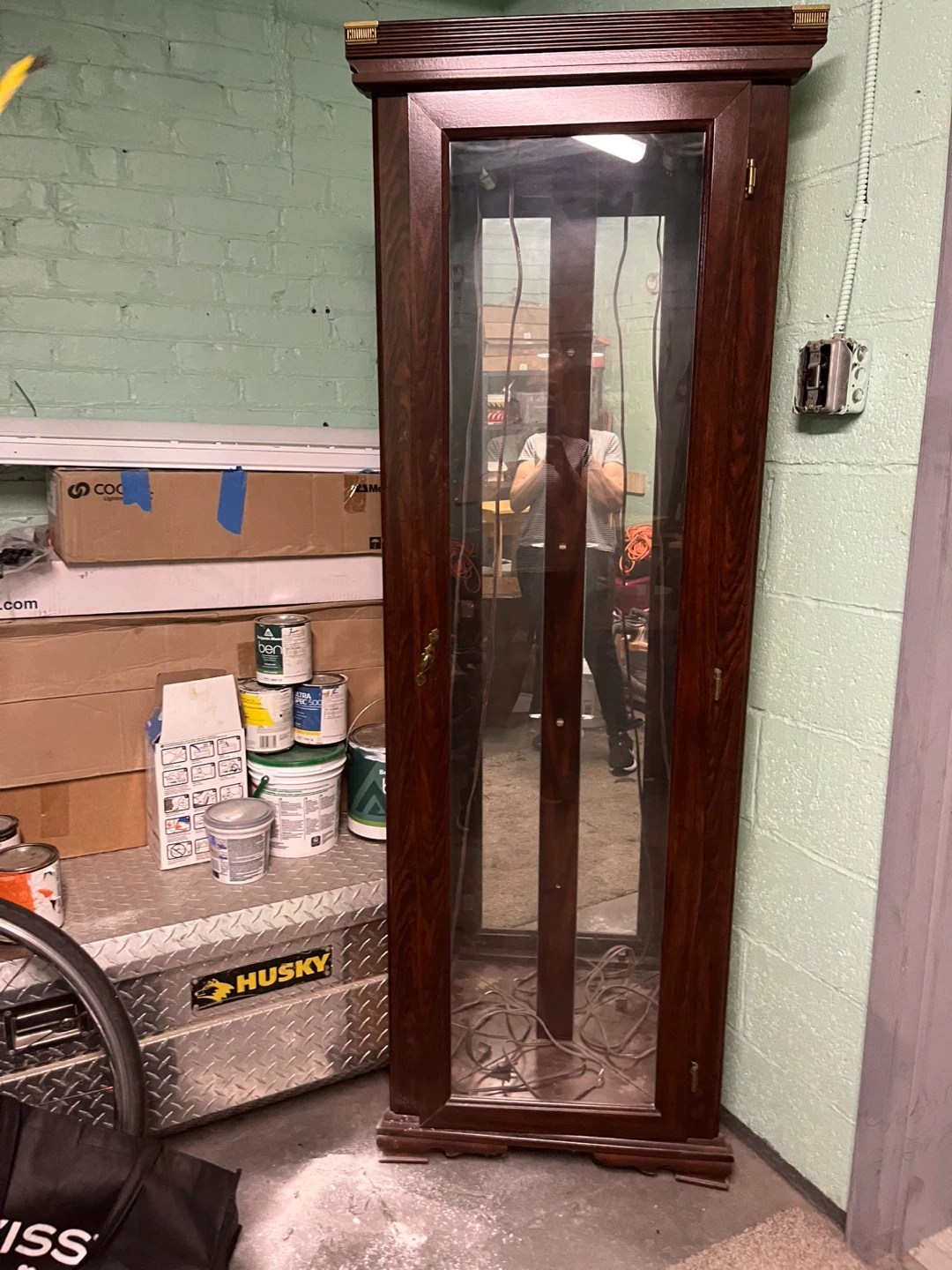 Tall Display Cabinet with Glass Doors
