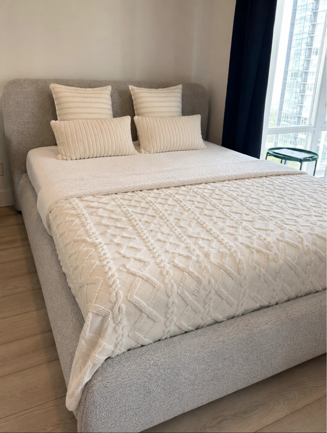Modern Upholstered Bed Frame - Queen Size