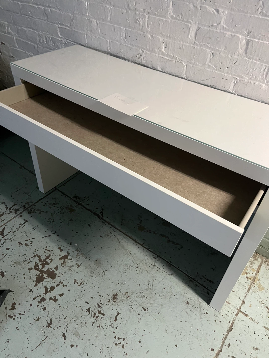 White Console Table with Drawer - photo 2