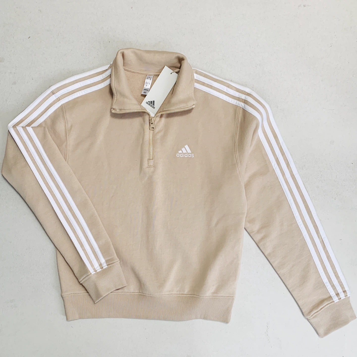 Adidas Womens 3-Stripes Sweater Size S/M/L/XL Quarter Zip NEW - photo 2