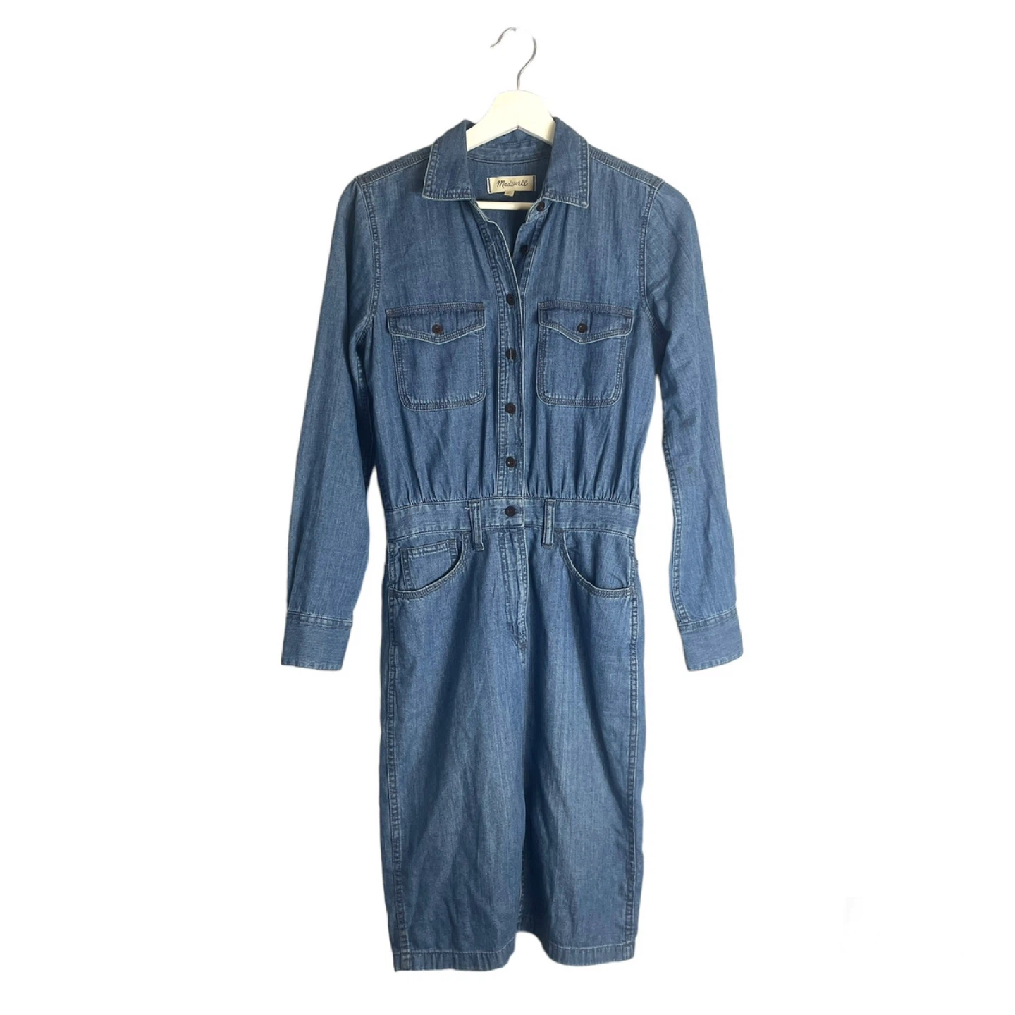 Madewell Blue Denim Midi Shirt Dress Size 00 - photo 3