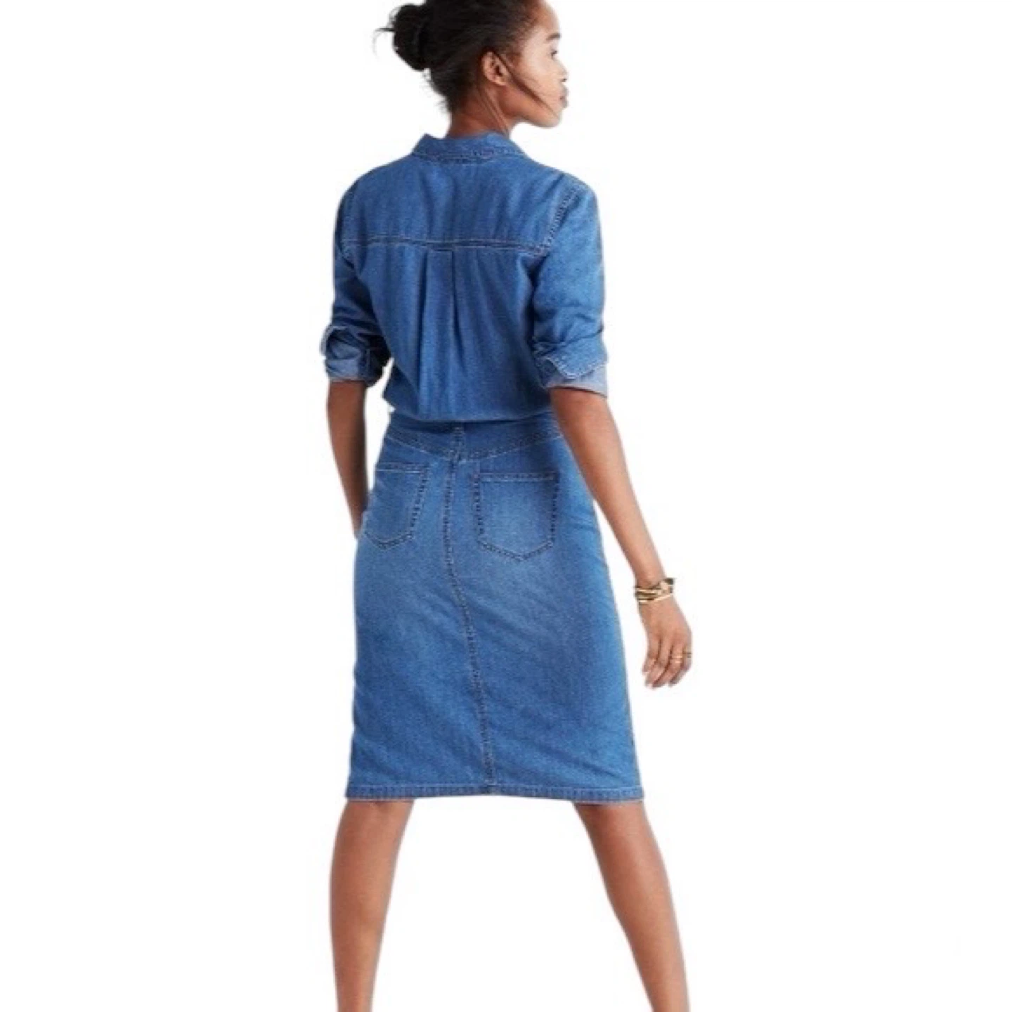 Madewell Blue Denim Midi Shirt Dress Size 00 - photo 2